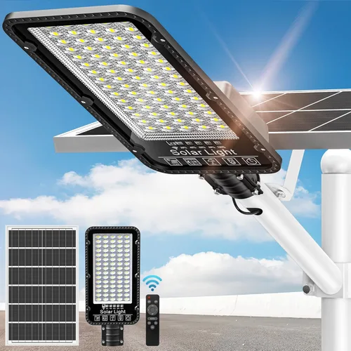 Miniatura 11 de OKPRO Luz solar de calle de 10000 W, cuentas LED superbrillantes, luces solares para exteriores, impermeable, IP66, luz de estacionamiento