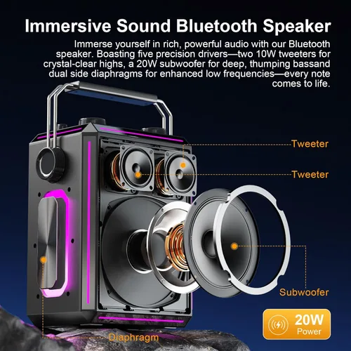 Miniatura 2 de Altavoz portátil de karaoke Bluetooth con 2 micrófonos inalámbricos, luces RGB, ajuste de agudos y graves, efectos de voz, entrada Negro