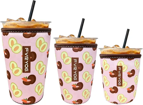 Miniatura 43 de Fundas de neopreno reutilizables aisladas para café helado, fundas para tazas de café helado, fundas para bebidas heladas y calientes