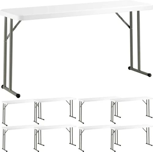 Miniatura 15 de Mesa plegable de 18 x 60 pulgadas, mesa de entrenamiento y eventos de plástico blanco granito, delgada, estrecha, larga, mesas de entrenamiento