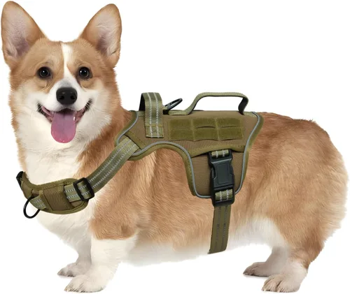 Miniatura 39 de Arnés para perros grandes resistente, arnés táctico sin tirones para perro con sistema Molle, chaleco para perro de servicio fácil de poner y Negro