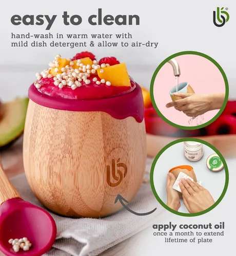 Miniatura 7 de bamboo bamboo Baby and Dinky - Vaso de bambú para niños pequeños, con borde de goteo de silicona para protección de dientes y encías, capacidad