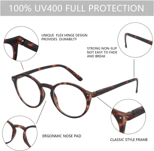 Miniatura 5 de BLUEMOKY Gafas de lectura para mujeres y hombres, lentes de bloqueo de luz azul, paquete de 2, lectores de computadora, bisagra de resorte