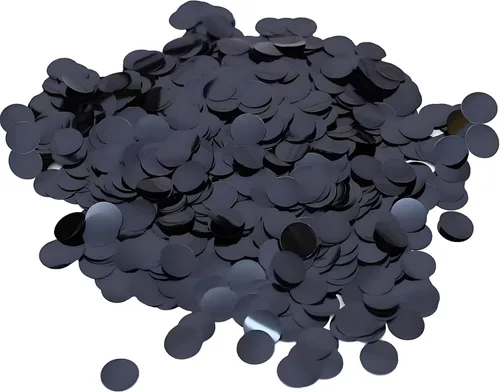 Confeti redondo negro de papel de aluminio metálico hermoso confeti de mesa con purpurina para llenar globos, boda, cumpleaños, fiesta, decoración