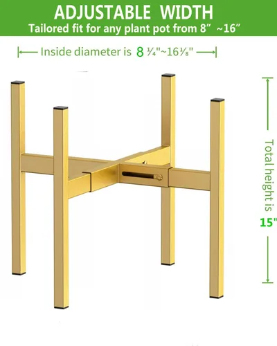 Miniatura 4 de Soporte de metal para plantas, tamaño ajustable para macetas grandes de 10, 12, 13, 14, 15 y 16 pulgadas, soporte de plantas expandible de mediados