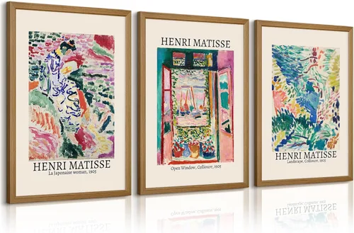 Miniatura 24 de Henri Matisse - Juego de 3 impresiones artísticas de pared de Matisse para decoración de pared, póster estético de lienzo colorido abstracto rosa