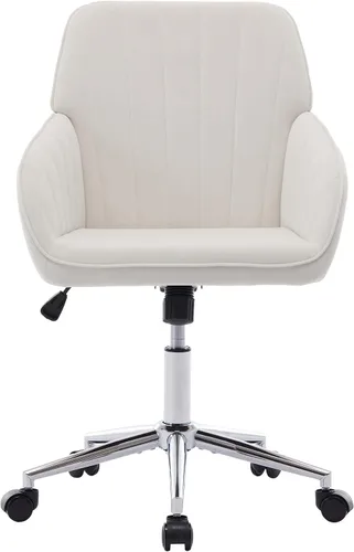 Miniatura 11 de Silla de escritorio de oficina de terciopelo con ruedas y base dorada, moderna silla giratoria ajustable, sillas de tocador tapizadas con brazos