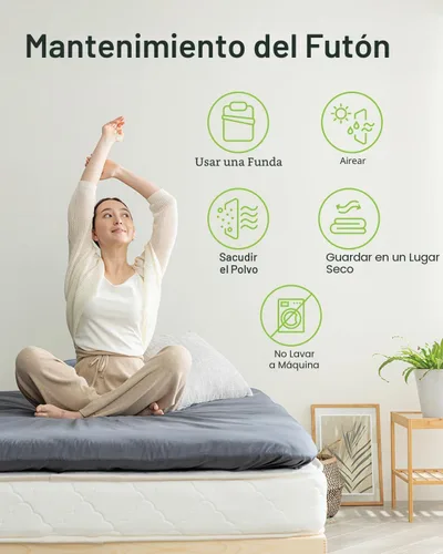 Miniatura 7 de FULI Colchón de futón japonés, plegable y portátil, sofá cama para el suelo, colchoneta enrollable, Shikibuton, hecho en Japón (Blanco, Queen)