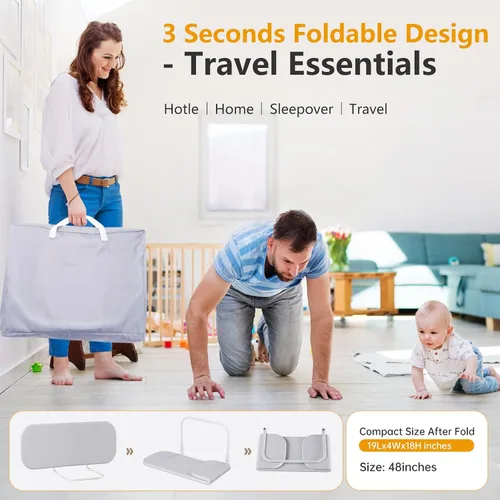 Miniatura 5 de Rieles de cama para niños pequeños para viajes, barandilla de cama portátil para cuna, camas individuales, queen, matrimonial, king, fácil