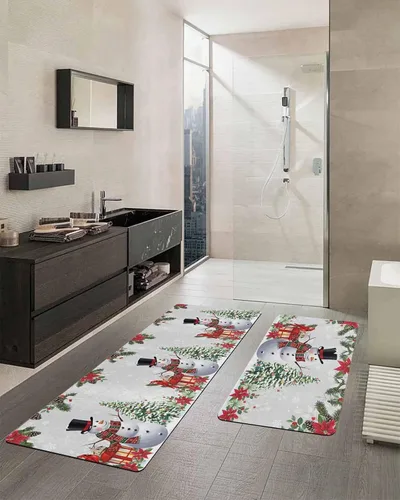 Miniatura 2 de Tapete de baño de Navidad para bañera, antideslizante, de secado rápido y absorbente, de tierra de diatomeas, tapete de cocina, tapete de cocina
