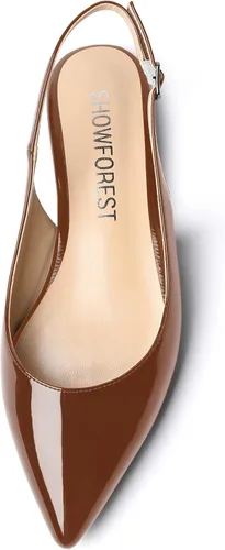 Miniatura 3 de Women's Slingback Office Patent Pointed Toe Flats Sandals Casual Dress Shoes