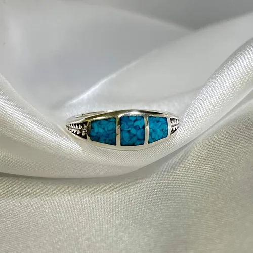 Miniatura 4 de Southwestern Style Turquoise Gemstone 925 Sterling Silver Ring for Women