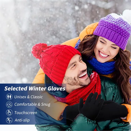 Miniatura 7 de TOBEHIGHER Guantes de invierno Guantes para mujer para clima frío, guantes de invierno para pantalla táctil, guantes de punto de lana de alpaca