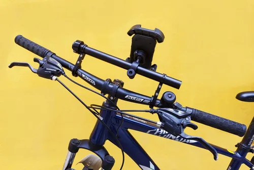 Miniatura 5 de Extensor de manillar de bicicleta con soporte para teléfono, barra de extensión de aluminio de 11.9", se ajusta a barras de 18–34mm, soporte