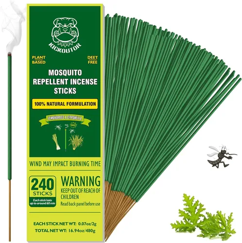 Miniatura 8 de KICKOUTOR® Repelente de Mosquitos para Patio Exterior 120 PCS Varillas de Incienso de Aceite de Citronela Natural Orgánico Barrera contra Mosquitos