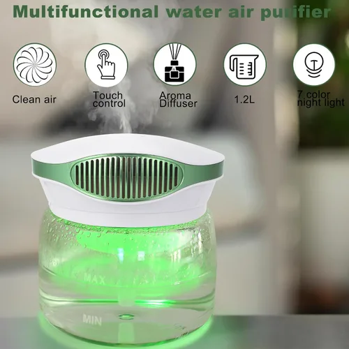 Miniatura 4 de Purificador de aire de agua para el hogar, difusor de aroma para lavadora de aire, purificador de aire arcoíris, humidificador de lavado de aire