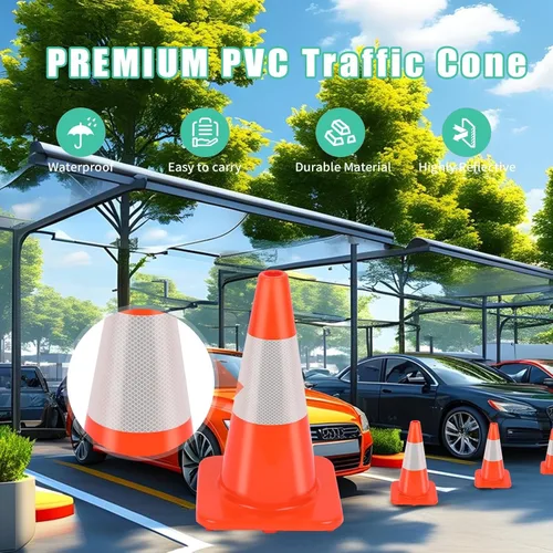 Miniatura 3 de BESEA Conos de tráfico de 12 pulgadas, conos de entrenamiento de fútbol, cono de estacionamiento de carretera con collar altamente reflectante de 4