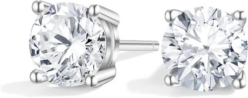 Aretes de moissanita con diamantes creados en laboratorio de plata de ley 925 para hombres y mujeres, regalos de joyería, Oro blanco, Moissanita