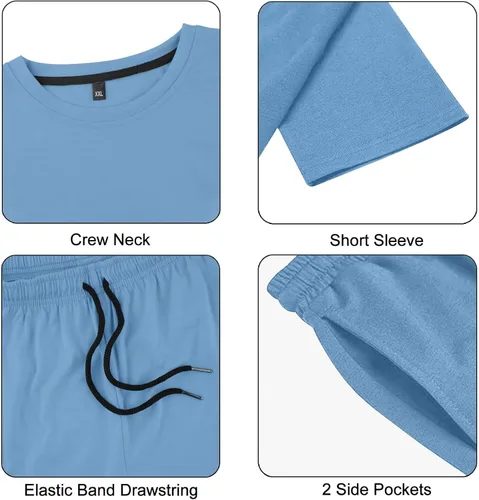 Miniatura 5 de Uni Clau Conjunto corto de 2 piezas para hombre, conjunto de camisa y pantalones cortos de verano a la moda