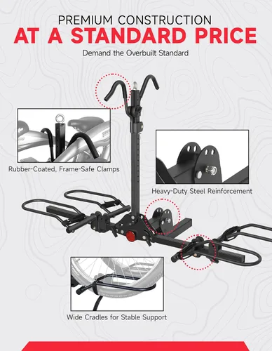 Miniatura 4 de Young - Portabicicletas para 2 bicicletas, plataforma para montaje en autos, camiones y minivans, compatible con bicicletas con ruedas de hasta 5