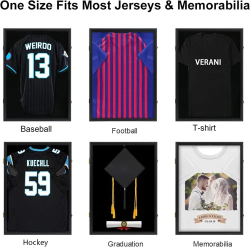 Miniatura 4 de VERANI Vitrina con Marco para Jersey - Caja de Sombra para Jersey de Fútbol Americano - Marco de Exhibición de Jersey con Puerta de Acrílico