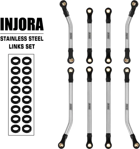 Miniatura 5 de INJORA Juego de eslabones de chasis de alta holgura de acero inoxidable para 1/18 RC Crawler TRX4M High Trail K10 F150, 1.45 oz/Set