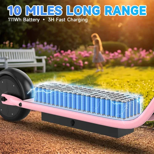 Miniatura 6 de Electric Scooter for Adults, Teens & Big Kids, 350W-500W Motor, 10Mph-21 MPH & 10-28 Miles Max Range, 6.5 to 10 inch Tires, Portable Lightweight Rosa
