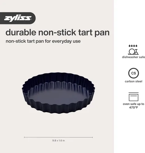 Miniatura 6 de Zyliss E980197 - Lata antiadherente de base suelta 9.8 in/10 pulgadas Acero al carbono Azul oscuro Lata para pasteles, molde
