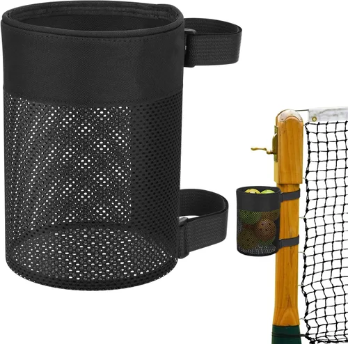 Cosmos Soporte para pelotas de pickleball bolsa colgante ajustable para redes de pickleball, cesta de almacenamiento plegable de malla para sostener