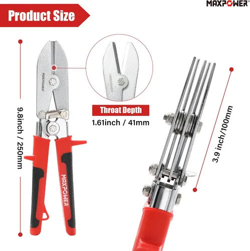 Miniatura 2 de MAXPOWER Crimpadora de chapa metálica, herramienta de crimpado de conductos de 5 cuchillas, herramienta Hvac de 9.8 pulgadas para conductos de acero