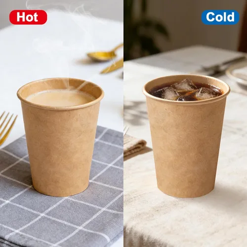 Miniatura 5 de BYSNOW Paquete de 200 vasos de papel kraft de 10 onzas, tazas de café de papel desechables, tazas de café marrones sin blanquear para bebidas