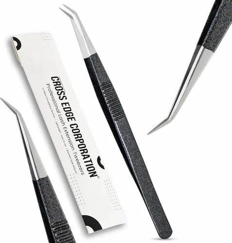 Miniatura 20 de Pinzas de aislamiento para extensión de pestañas, pinzas curvadas para aislamiento, acero inoxidable japonés de 5.5 in, lo mejor para aislamiento