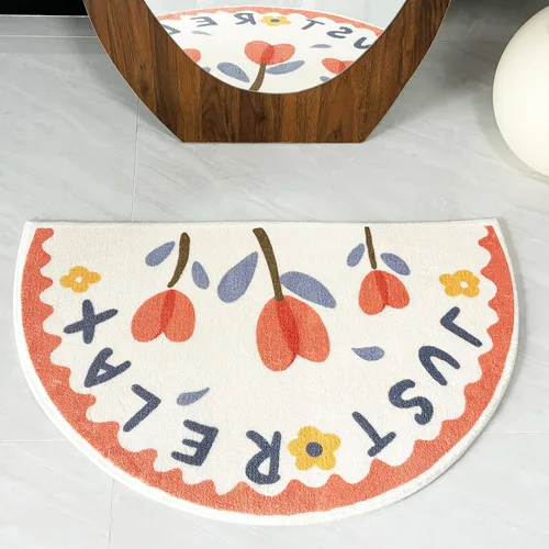 Miniatura 9 de Tapete de baño lavable para baño, 31 x 20 pulgadas, medio círculo, antideslizante, pequeño, absorbente, de secado rápido, alfombra de felpa
