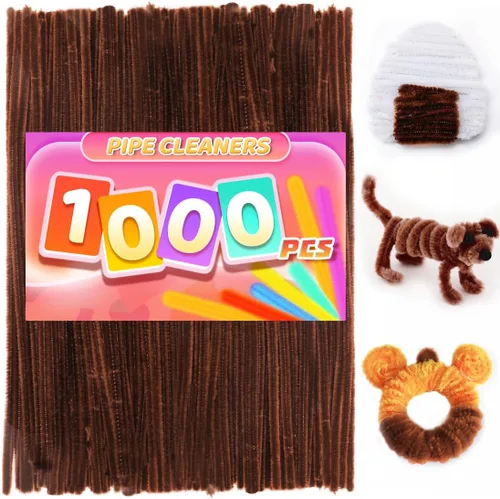 Miniatura 41 de Praisebank Limpiapipas marrones para manualidades, 200 piezas, tallos de felpilla para proyectos de bricolaje, suministros de arte y manualidades