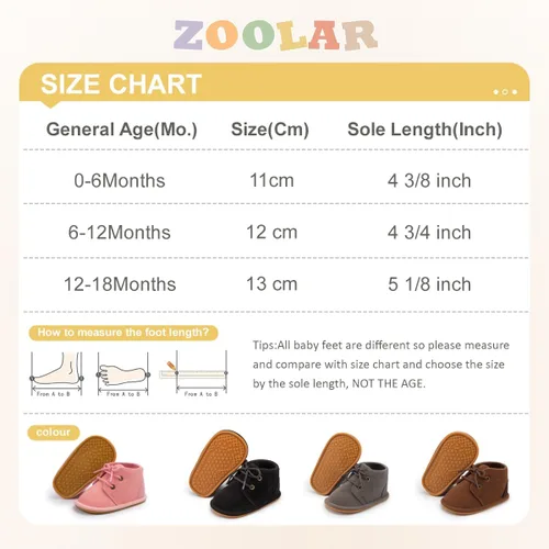 Miniatura 6 de Zoolar Botas de nieve unisex cálidas para bebé, piel recién nacida, con cordones en el tobillo, suela de textura de goma antideslizante, zapatos