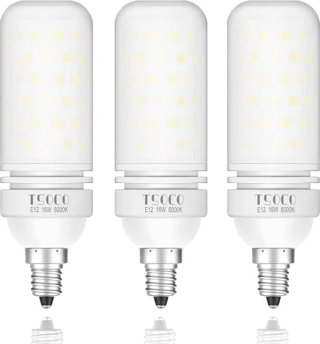 Miniatura 7 de Bombillas LED E12, bombillas de araña de 12 W, 6000 K, luz blanca diurna, equivalente a 1200 lúmenes, 100 W, bombillas de ventilador de techo
