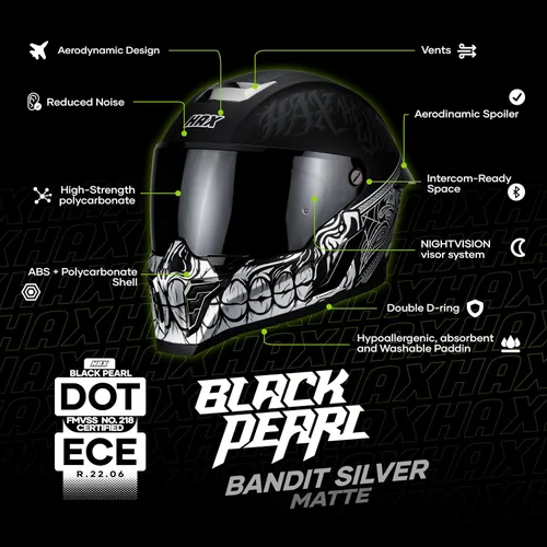 Miniatura 2 de HAX Casco de motocicleta de cara completa para hombres y mujeres adultos, certificado DOT y ECE 22.06, casco de motocross de ventilación avanzada