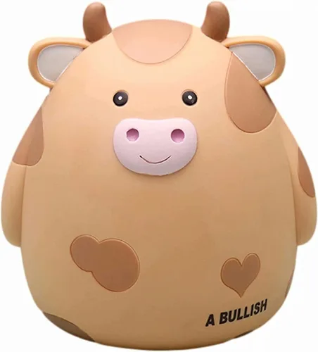 H&W Alcancía de vaca, caja de monedas irrompible para niños, lindo banco de dinero de animales para cumpleaños para niños y niñas, cajas de ahorro