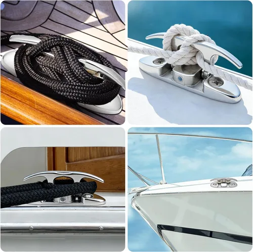 Miniatura 4 de Thorn Taco plegable para barco, acero inoxidable marino de 4-1/2 pulgadas, tacos plegables con cierres y placas traseras Plateado (sliver)