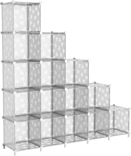 Miniatura 10 de UNKU Organizador de almacenamiento de cubos, 16 cubos organizadores de armario, estantes de almacenamiento, estantería apilable para bricolaje, Negro