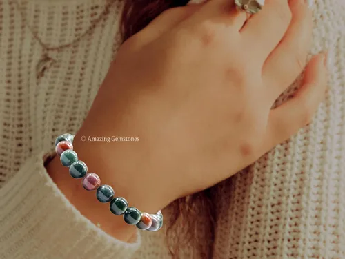Miniatura 665 de Amazing Gemstone Pulsera de cristal para mujeres y hombres, pulsera de cristal curativo de protección, pulsera elástica con cuentas de piedras