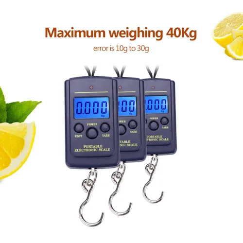 Miniatura 4 de Báscula de pescado portátil, báscula digital eléctrica para colgar, pantalla LCD de plástico de mano, báscula electrónica de equilibrio de 88.2 lbs