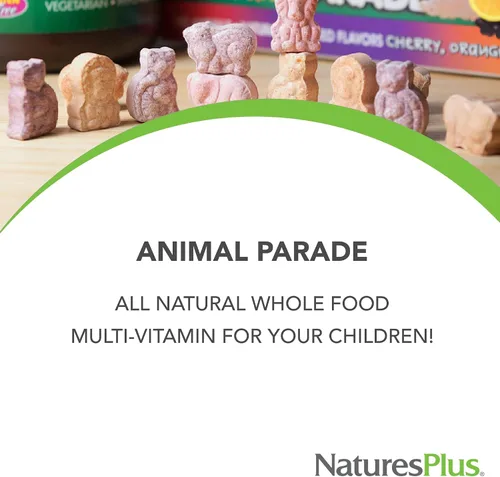 Miniatura 3 de NaturesPlus Animal Parade Multivitamínico Masticables para niños, sabor sandía, 90 tabletas en forma de animal, promueve la salud y el bienestar