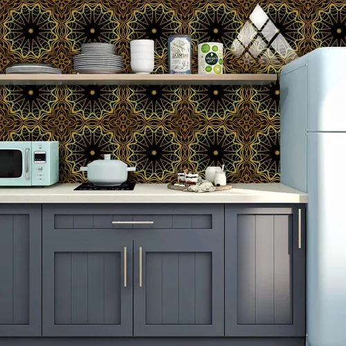 Miniatura 2 de 10 hojas de calcomanías para azulejos de 6 x 6 pulgadas, vinilo impermeable para cocina, baño, ducha, decoración de pared