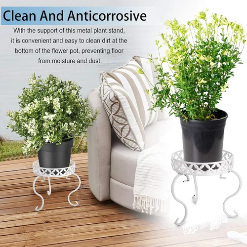 Miniatura 6 de OwnMy Soporte de Metal Redondo para Plantas Resistente al Óxido, Soporte de Hierro para Macetas, Soporte para Plantas de Interior y Exterior de Alta