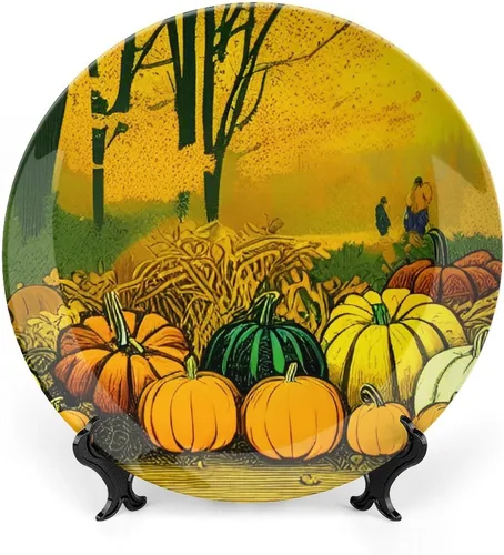 Miniatura 15 de Platos decorativos de calabazas grandes de Acción de Gracias, platos de cerámica para decoración del hogar, platos de cena de temporada de otoño