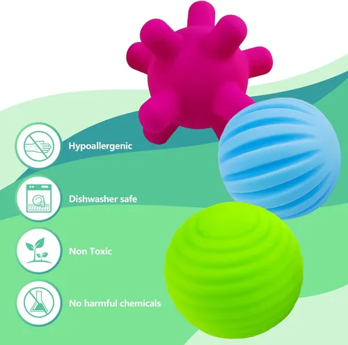 Miniatura 8 de Pelota sensorial para bebés de 6 a 12 meses, bolas de bebé para niños pequeños de 1 a 3 años, alivio del estrés, bolas sensoriales texturizadas
