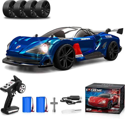 1/16 Coches RC rápidos para adultos, coche de deriva RC, alta velocidad de 38KM/H 4WD, control proporcional completo, 6 modos de luz LED, 2 baterías