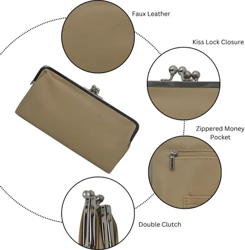 Miniatura 6 de Monedero de embrague de estilo vintage de doble marco, cartera de viaje para mujer