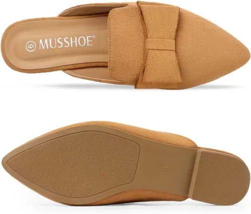 Miniatura 6 de MUSSHOE Mules para mujer, cómodos, puntiagudos, sin cordones, zapatos planos